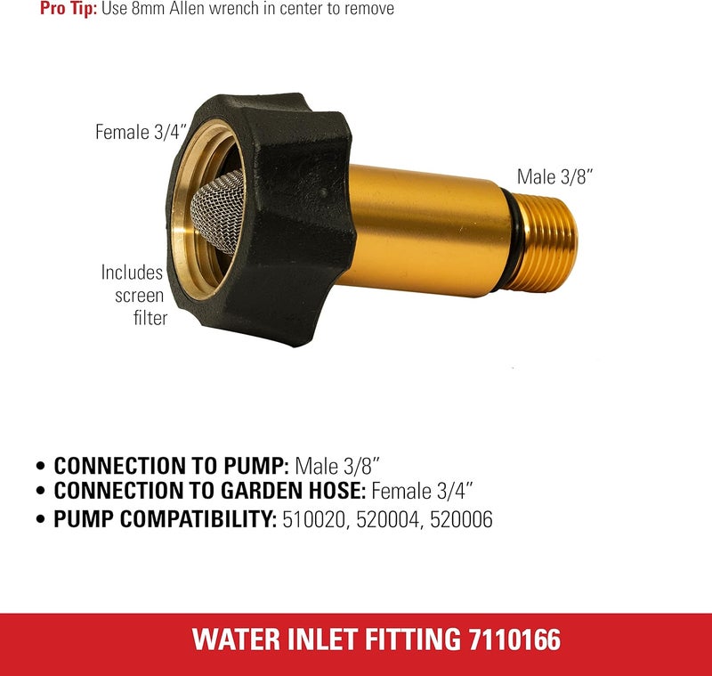 Simpson Cleaning 7110166 Water Inlet Fitting for OEM Technologies Axial Cam Pressure Washer Pumps Gold - Image 4