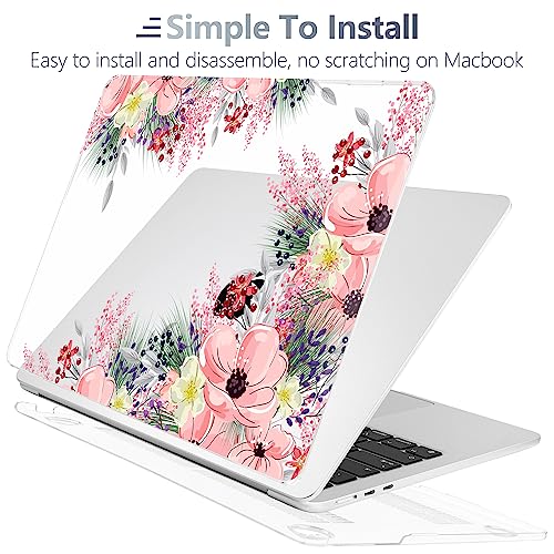 Batianda Premium Case for New MacBook Air 15 inch M5 2026 M4 2025 M3 2024 M2 2022 Model, Ultra Slim 1.2mm Glossy Protective Plastic Hardshell & Keyboard Cover & Screen Protector, Beautiful Floral - Image 4