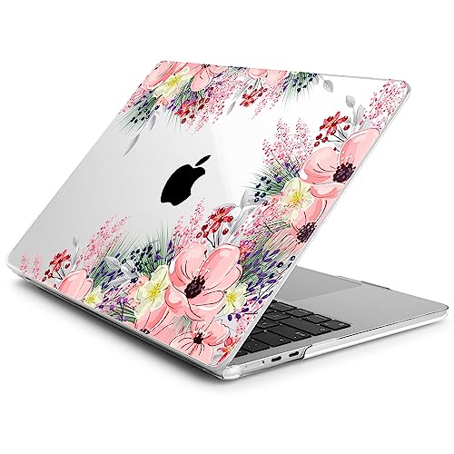 Batianda Premium Case for New MacBook Air 15 inch M5 2026 M4 2025 M3 2024 M2 2022 Model, Ultra Slim 1.2mm Glossy Protective Plastic Hardshell & Keyboard Cover & Screen Protector, Beautiful Floral - Image 3