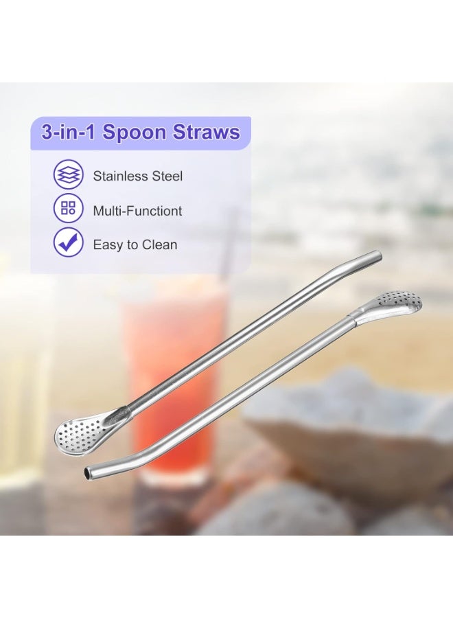 HOMESTAR 3Pcs Reusable Stainless Steel Straw Spoon Set - Eco-Friendly Drinkware Accessories for Home, Travel & Parties - Image 4