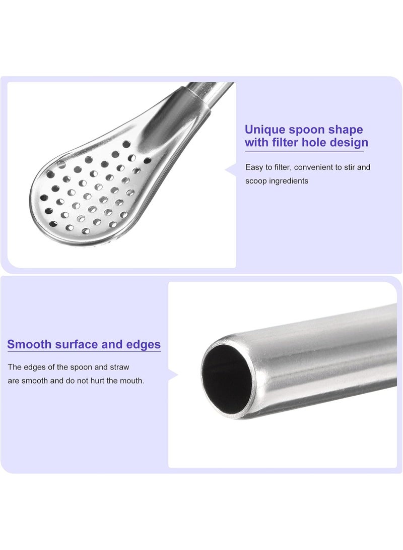 HOMESTAR 3Pcs Reusable Stainless Steel Straw Spoon Set - Eco-Friendly Drinkware Accessories for Home, Travel & Parties - Image 3