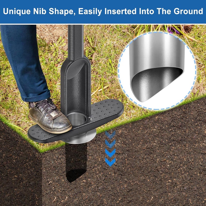 BeneLabel Grass Plugger Tool with Adjustable Digging Depth from 3 to 6 Inch Bulb Planter with Long Handle Plug Cutter Bulb Transplanter Tool for Plants Digging Holes, Repair of Turf, Transplant Seedling - Image 3