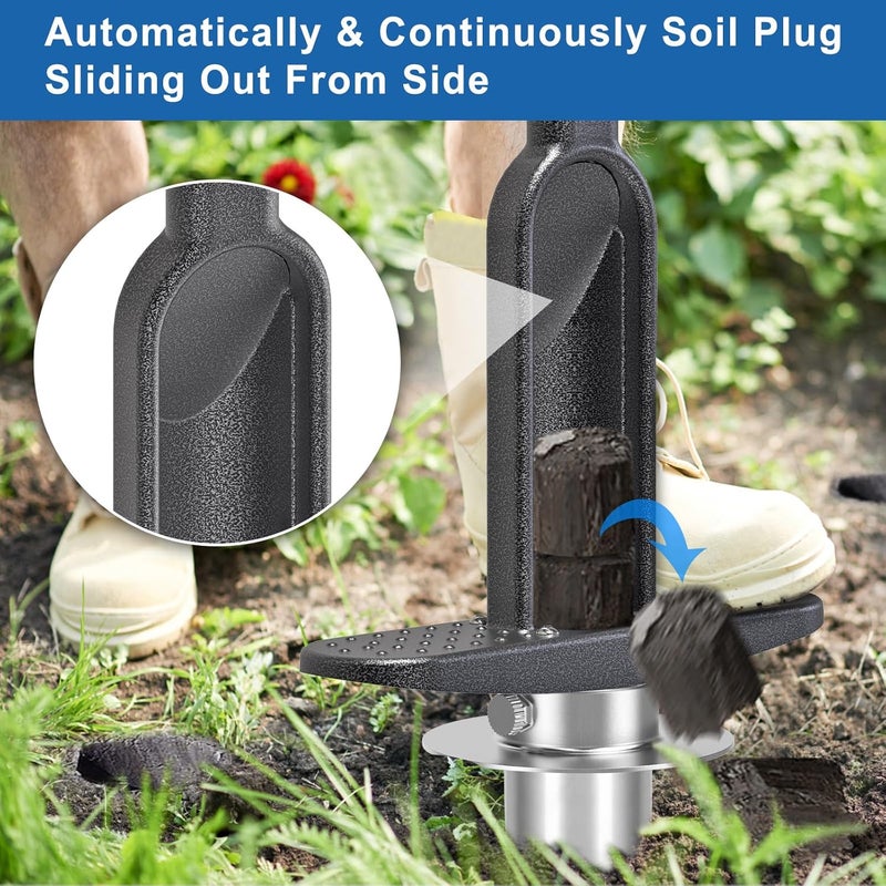BeneLabel Grass Plugger Tool with Adjustable Digging Depth from 3 to 6 Inch Bulb Planter with Long Handle Plug Cutter Bulb Transplanter Tool for Plants Digging Holes, Repair of Turf, Transplant Seedling - Image 5