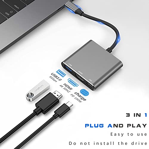 Mindorlen USB C to HDMI Multiport Adapter with Charging Port, USB C Laptop Docking Stations for Monitor Extend Display, USB-C to USB-A Converter 10Gbps, USBC 4K HDMI Hub Dongle for Mac iPad pro MacBook Laptop - Image 2