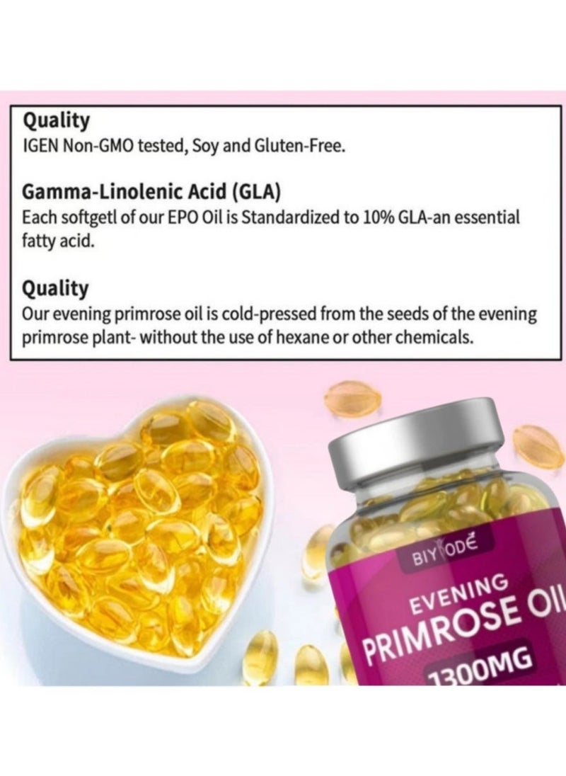 BIYODE - Evening Primrose Oil 1300mg Softgels, 90 Count, Cold-Pressed and High-Potency, Skin, Hormonal and Womenâs Health Support - Image 1