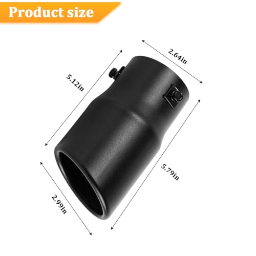FALVFUN Car Exhaust Tip, 2.6" Inlet 3" Outlet 5.79" Length Stainless Steel Vehicle Exhaust Tail Pipe, Automotive Tail Throat Tailpipe Modification Accessories, Universal for Most Vehicles (Black) - Image 2
