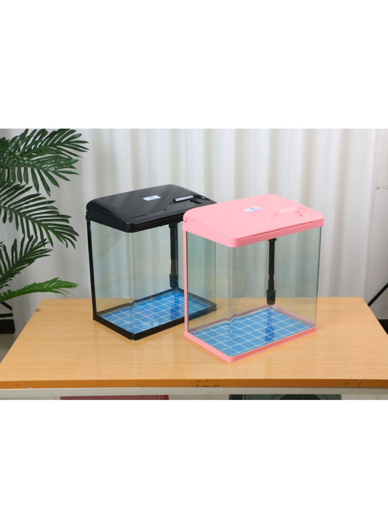 REPTIZOO REPTI ZOO Fish Tank, Glass Aquarium with Air Pump, LED Cool Lights and Filter, Betta Fish Aquarium Starter Kit (pink）  - Image 4