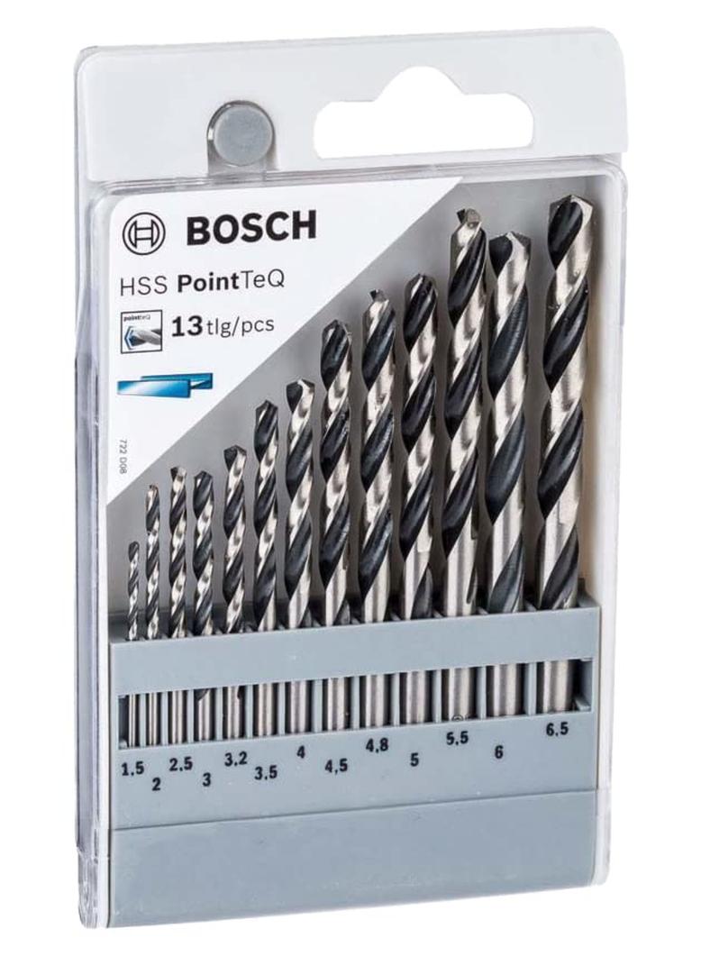 BOSCH Professional HSS PointTeQ 13pcs Set| PointTeQ Tip for Fast, Efficient Drilling | Wide Range of Sizes, One Compact Kit | Compact & Sturdy Case for Portability | 13 Metal Drill Bits - Image 1