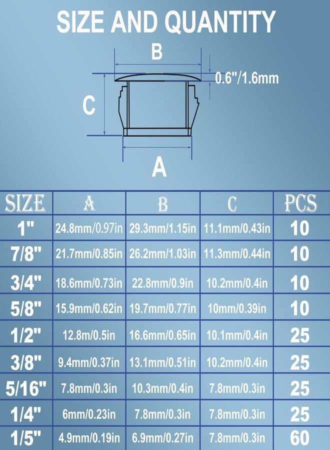 Tanbupu 200Pcs 9 Sizes Nylon Plastic Hole Plugs 1/5" 1/4" 5/16" 3/8" 1/2" 5/8" 3/4" 7/8" 1"Round Hole, Flush Type Panel Knockout Locking Plugs,Screw Covers for Furniture Cabinet Insert End Caps(white) - Image 2
