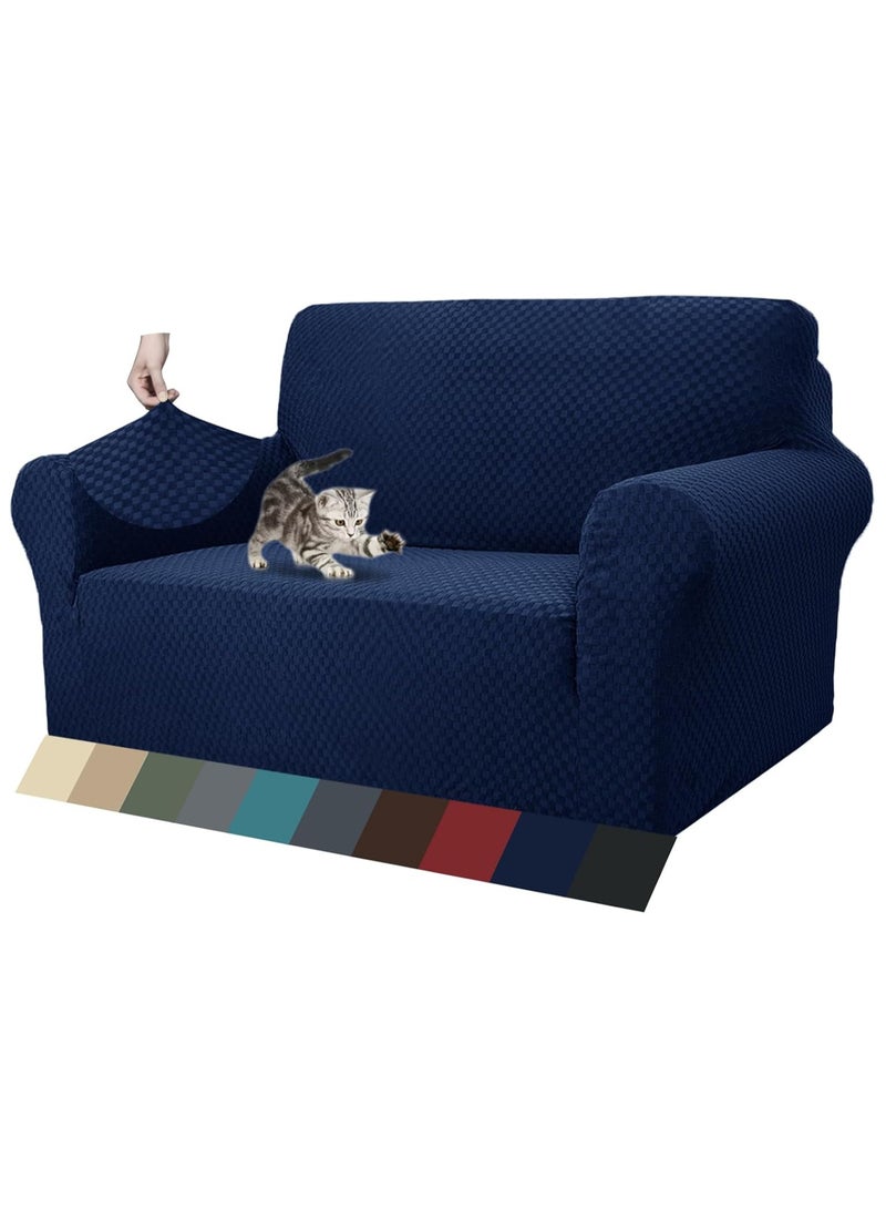 Solid Color Knit Square Jacquard Thickened Stretch Full Coverage Sofa Cover Set - Image 1