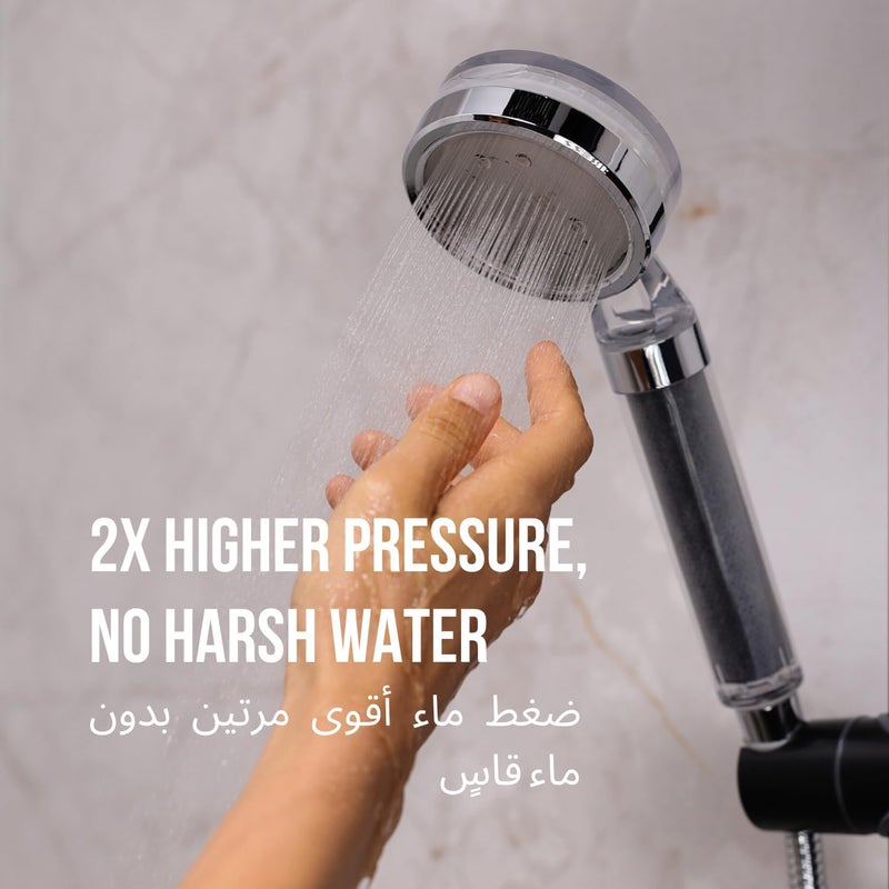 Marjo Filtered Hand Shower – High Pressure Shower Filter Head for Hair Loss & Skin | Water Softener for Shower | فلتر دش الاستحمام | Filtered Shower Head | Bathroom Accessories (Transparent) - Image 5