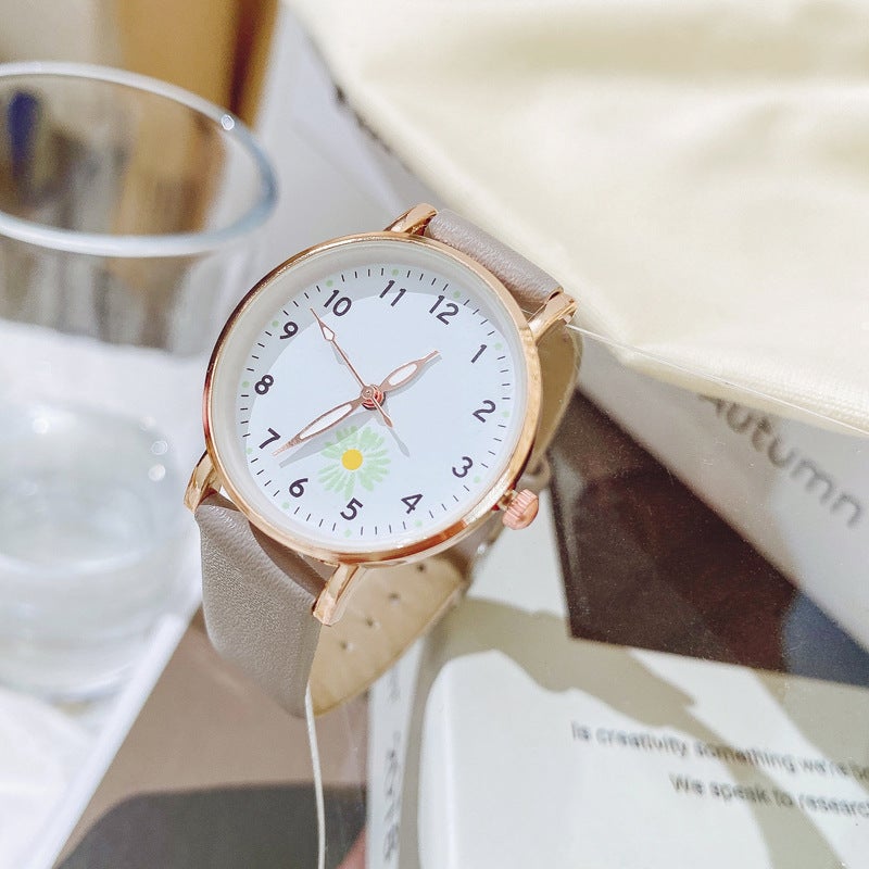 Chic Retro Daisy Belt Watch for Girls Grey 