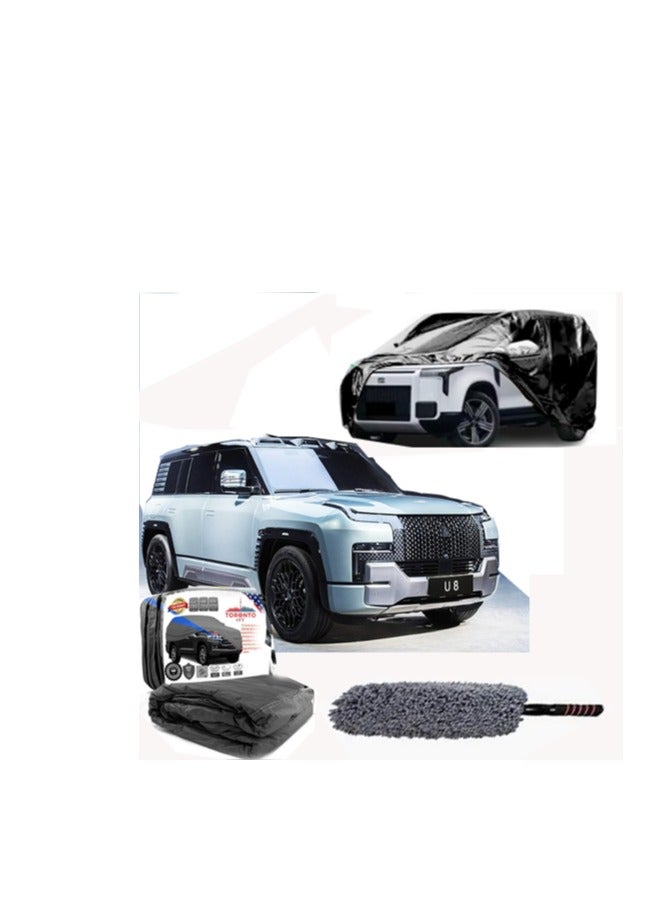 TORONTO SUV Car Cover for ROX 01 and Yangwang U8 – Waterproof Dustproof UV Sun Protection Outdoor All Weather Cover – Windproof with Mirror Pockets, Zipper Access, Fits UAE Weather + Cleaning Duster - Image 1
