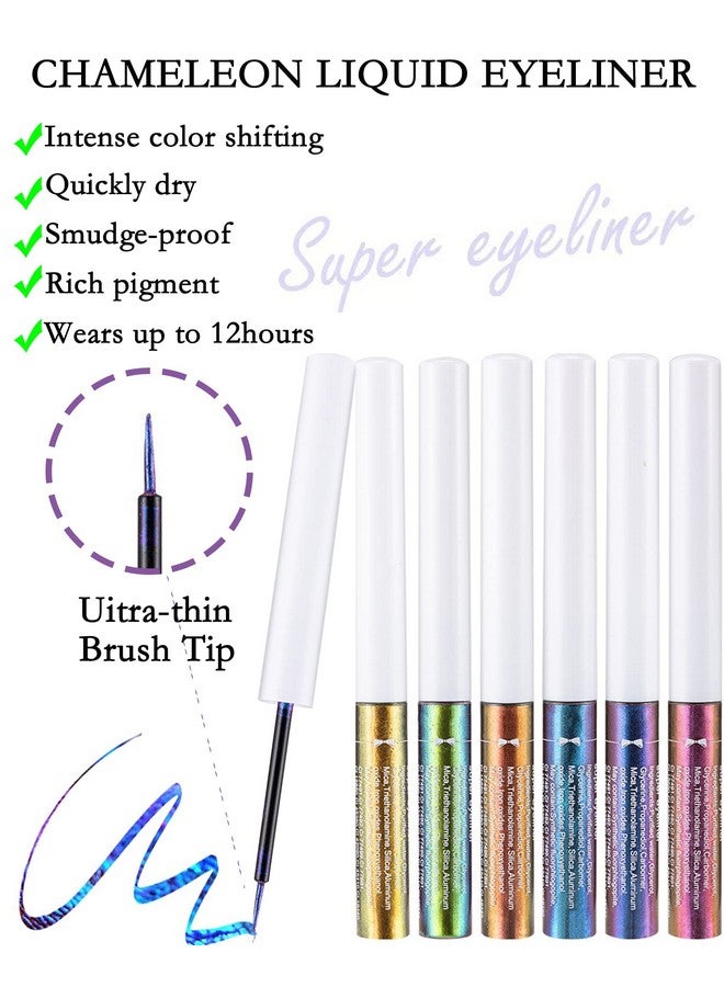 LYSdefeu Chameleon Glitter Eyeliner Liquid,Pink Purple Metallic Satin High-Pigmented Color Multi-Reflective Finish Glitter Eye Liner Eyeshadow Pen,Ultra-Fine Tip Eyeliner,Christmas Makeup Gift for Women-06 - Image 3