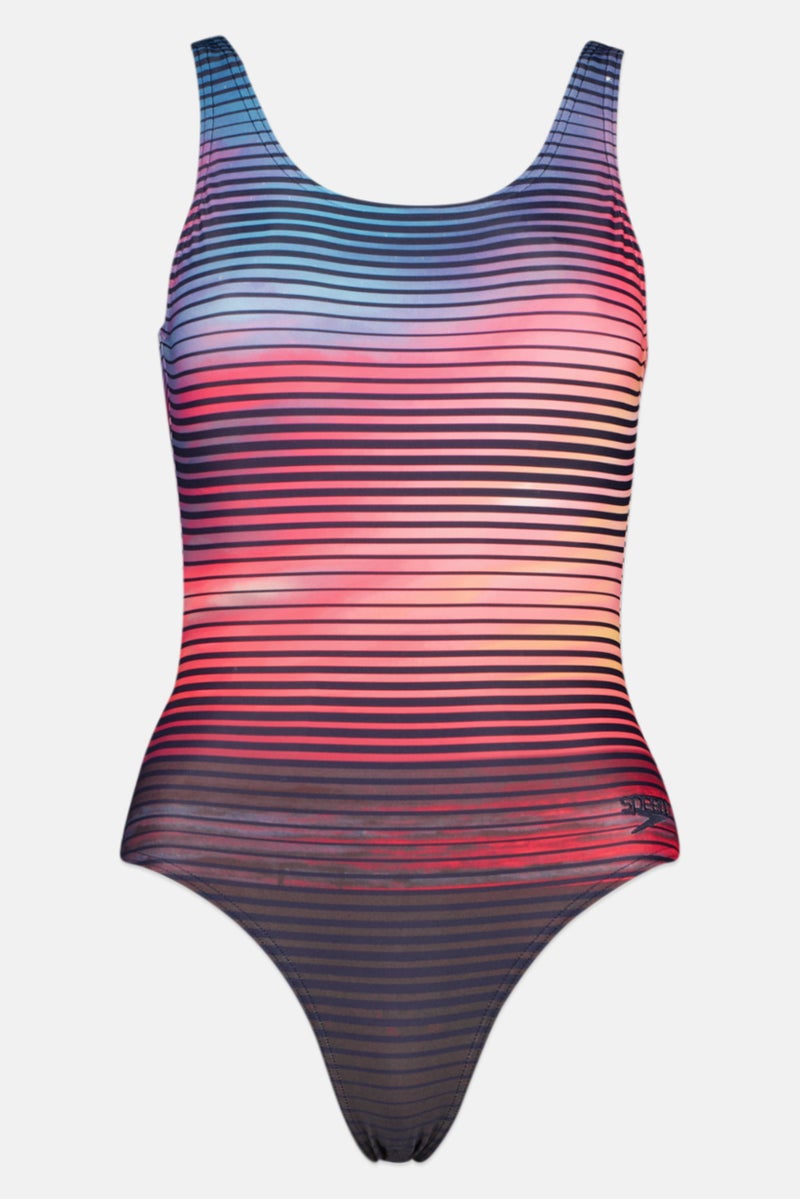 speedo Women Stripe One Piece Swimwear, Multicolor - Image 1