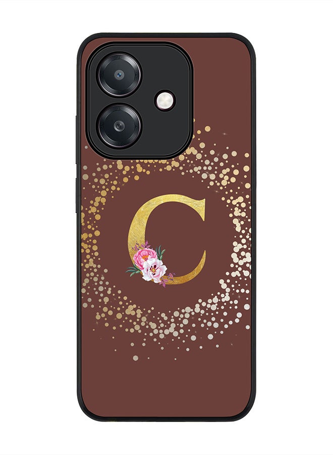 Stylizedd For Oppo A5i Case,Slim fit Camera Protection, Shockproof Thin Phone cover  - Custom Monogram Floral - C  (Brown )