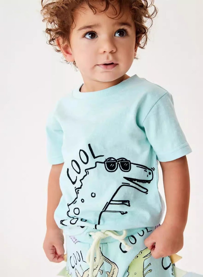 Boys Summer Short Sleeve Shorts Two-piece Set - Image 2
