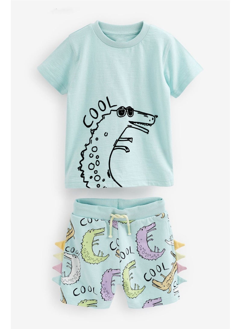 Boys Summer Short Sleeve Shorts Two-piece Set - Image 1