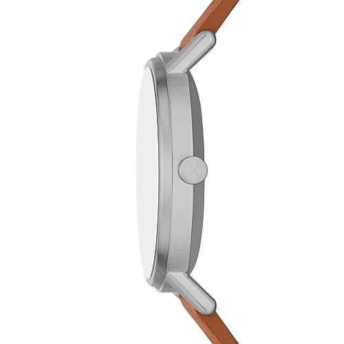 Skagen ساعة سكاجن للرجال كابل ذات اليدين الفرعية الفضية من الفولاذ المقاوم للصدأ وحزام جلد بني (الموديل: SKW6888) - Image 2