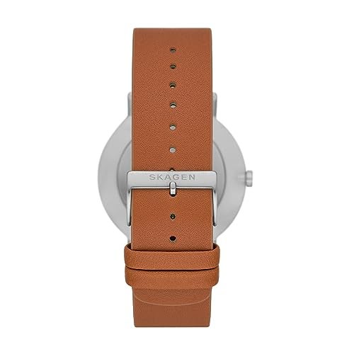 Skagen ساعة سكاجن للرجال كابل ذات اليدين الفرعية الفضية من الفولاذ المقاوم للصدأ وحزام جلد بني (الموديل: SKW6888) - Image 3