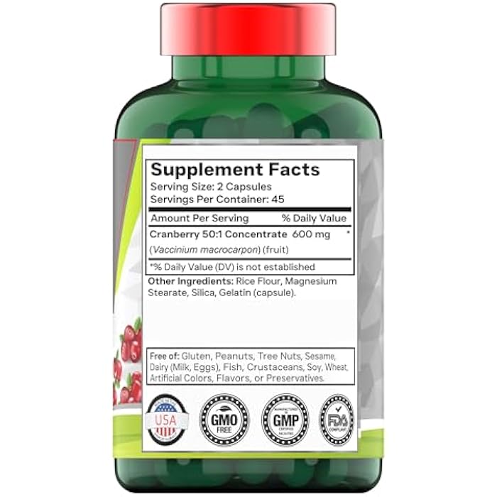 tnvitamins Cranberry Pills for Women & Men - 90 Capsules | Supports Urinary Tract Health* | Cranberry Concentrate Supplement | Bladder & Kidney Support* | Supports Women's Health* | Antioxidants - Image 2
