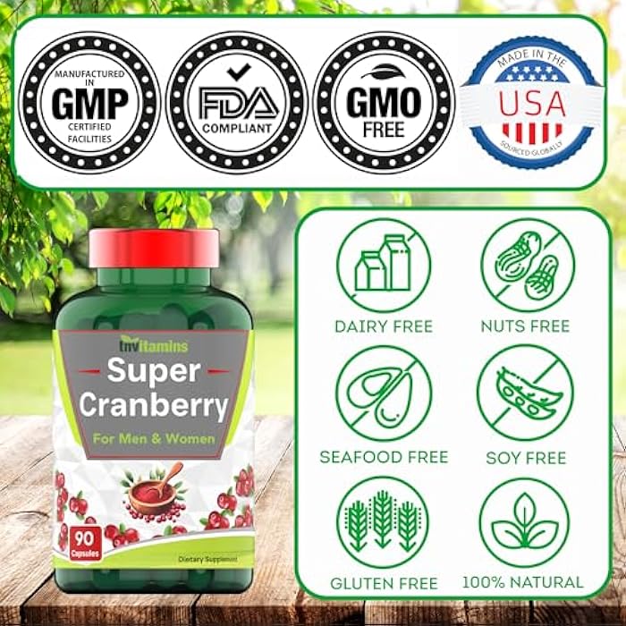 tnvitamins Cranberry Pills for Women & Men - 90 Capsules | Supports Urinary Tract Health* | Cranberry Concentrate Supplement | Bladder & Kidney Support* | Supports Women's Health* | Antioxidants - Image 4