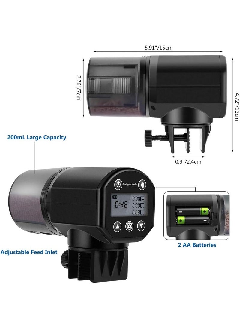 ELIKLIV 200ML Automatic Fish Feeder | Black, Programmable, Moisture-Proof, Dual Installation | Aquarium Smart Feeding Solution  - Image 4