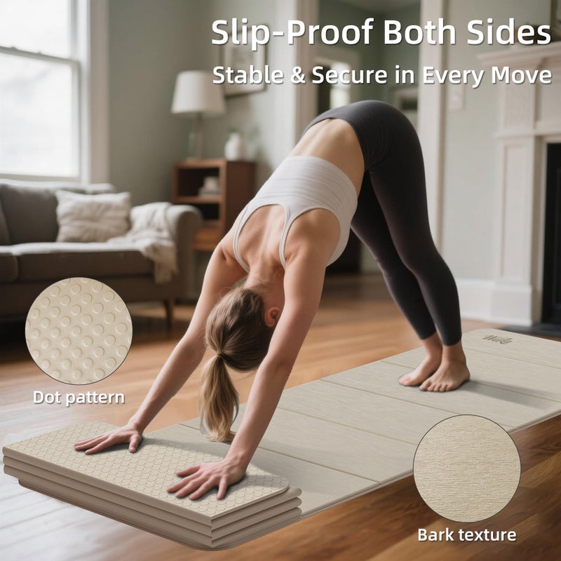 WEILA 1/2 Inch Extra Thick Yoga Mat Pilates Equipment, 69"x24" Odorless Workout Mats for Home Gym, Non-slip Exercise Mats for Women Men Home Workout, Foldable Yoga Mats for Travel Camping Sleeping(Cinnamon) - Image 4