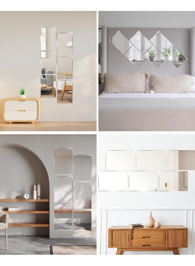 TPGP Pack of 6 Self-Adhesive Tile Mirrors, 30 x 20 cm, A4 Self-Adhesive Mirror Sheets, Flexible Mirror Film, HD Adhesive Mirror, Large Frameless Plastic Mirror, Acrylic Decorative Mirror, Wall  - Image 3