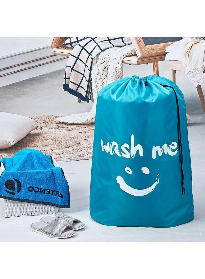 Rubik Wash Me Laundry Bag, 2 Pack Extra Large 100X69Cm Machine Washable Travel Dirty Clothes Storage Organizer Basket Drawstring Closure (Sky Blue)  - Image 3