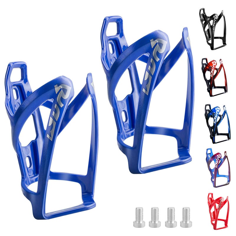 Suruid Bike Water Bottle Cage, Universal Drink Holder, Durable Ultralight Plastic Bottle Holder for Cycling, 2 Pack - Blue - Image 1