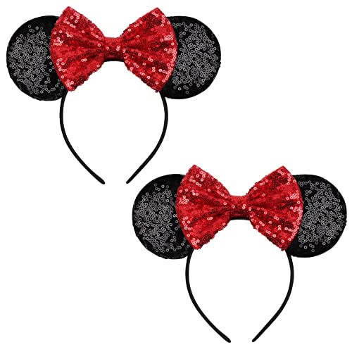 FANYITY Mouse Costume Ears2 Pcs Mouse Ears Headbands for Girls Women PartySize Free RED 2 - Image 1