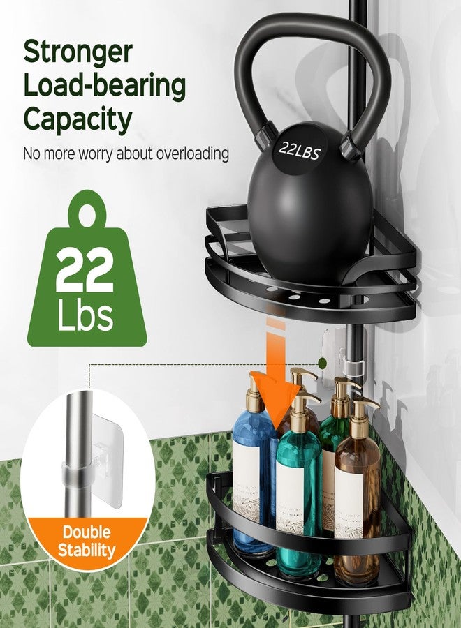 HAMITOR Shower Caddy Tension Pole: Rustproof Bathroom Corner Shelf for Renters, 47-121inches Adjustable Organizer with Soap Holder-Large Capacity Rack for Shampoo Storage Home Accessory - Black - Image 5
