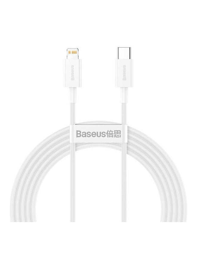 Baseus Superior Series Fast Charging Data Cable Type-C To Ip Pd 20W 2M White - Image 1