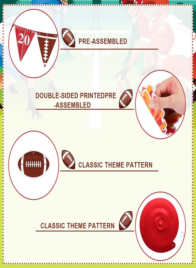 Fullhawl 11 Pcs Football Party Decorations in My Football Era Game Day Banner Birthday Party Supplies Red and Gold Hanging Swirls Decorations for Tailgate Game Supply - Image 3