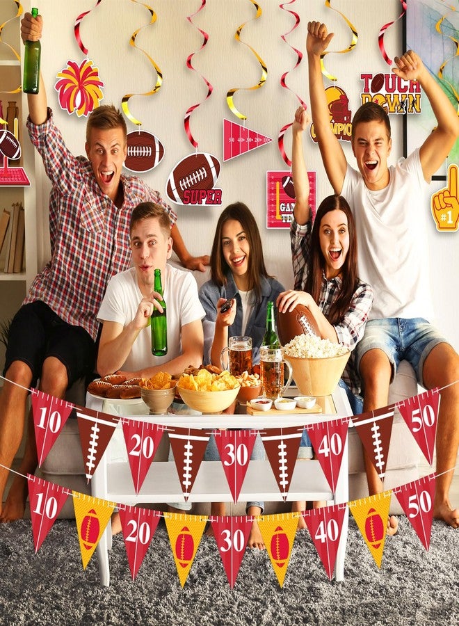Fullhawl 11 Pcs Football Party Decorations in My Football Era Game Day Banner Birthday Party Supplies Red and Gold Hanging Swirls Decorations for Tailgate Game Supply - Image 5