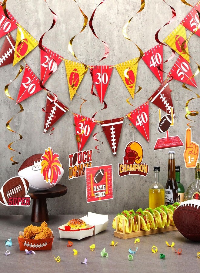 Fullhawl 11 Pcs Football Party Decorations in My Football Era Game Day Banner Birthday Party Supplies Red and Gold Hanging Swirls Decorations for Tailgate Game Supply - Image 4
