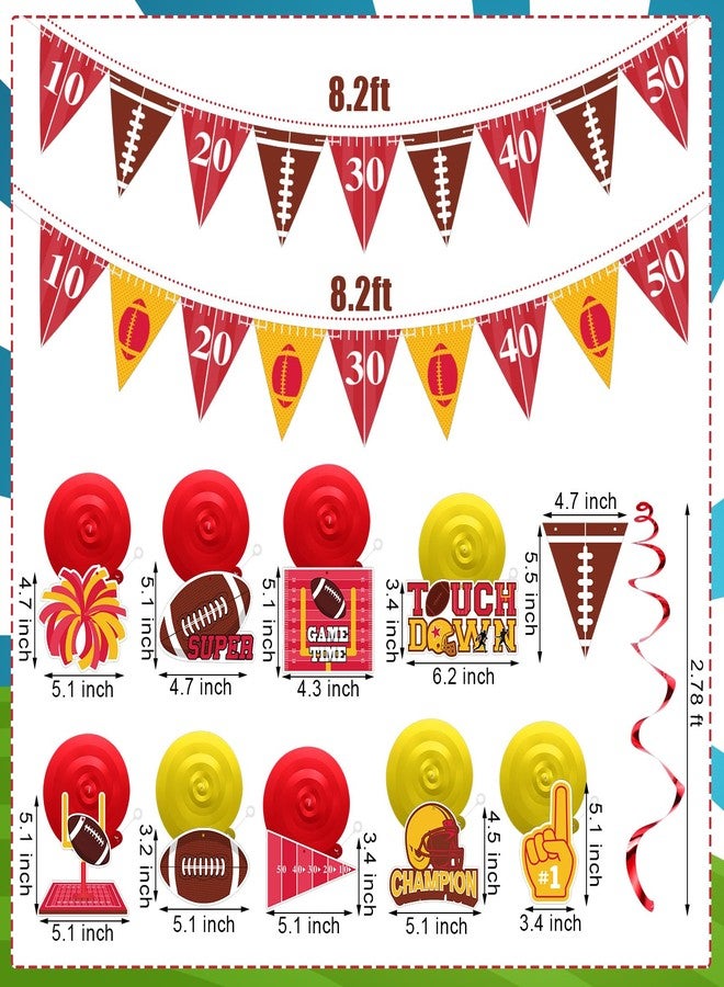 Fullhawl 11 Pcs Football Party Decorations in My Football Era Game Day Banner Birthday Party Supplies Red and Gold Hanging Swirls Decorations for Tailgate Game Supply - Image 2