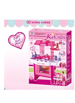 XIONG CHENG مجموعة ألعاب المطبخ للأطفال مع الضوء والصوت للأولاد والبنات  - Image 2