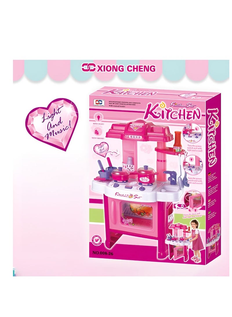 XIONG CHENG مجموعة ألعاب المطبخ للأطفال مع الضوء والصوت للأولاد والبنات - Image 2