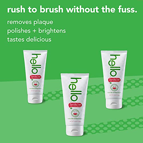 Hello Natural Watermelon Flavor Kids Fluoride Free Toothpaste, Vegan, SLS Free, Gluten Free, Safe to Swallow for Baby and Toddlers, 4.2 Ounce (Pack of 4) - Image 3