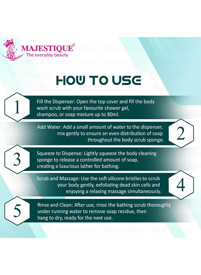 MAJESTIQUE Majestique Liquid Dispensing Body Wash Sponge | Bathing Sponge for Women | Bath Loofah, Soap Scrubber | Bath Scrubber for Body Cleaning & Massage - 1Pc/Multicolour  - Image 2