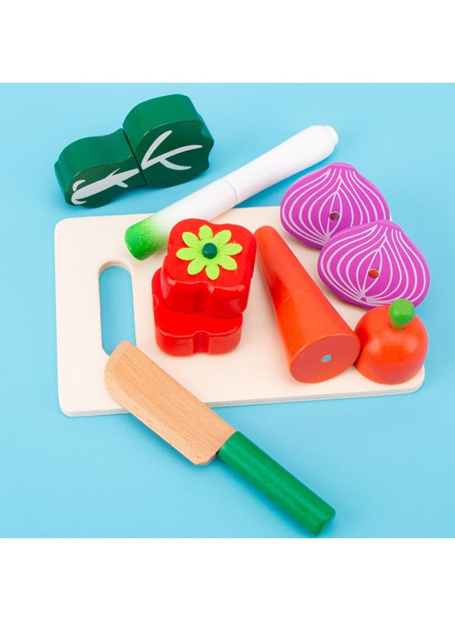 Wooden Young Children's Early Education Play House Toys Fruit Cut To Watch Vegetables Cut To Play House Kitchen Boys And Girls-Color:Color Box Cut To See A  - Image 5