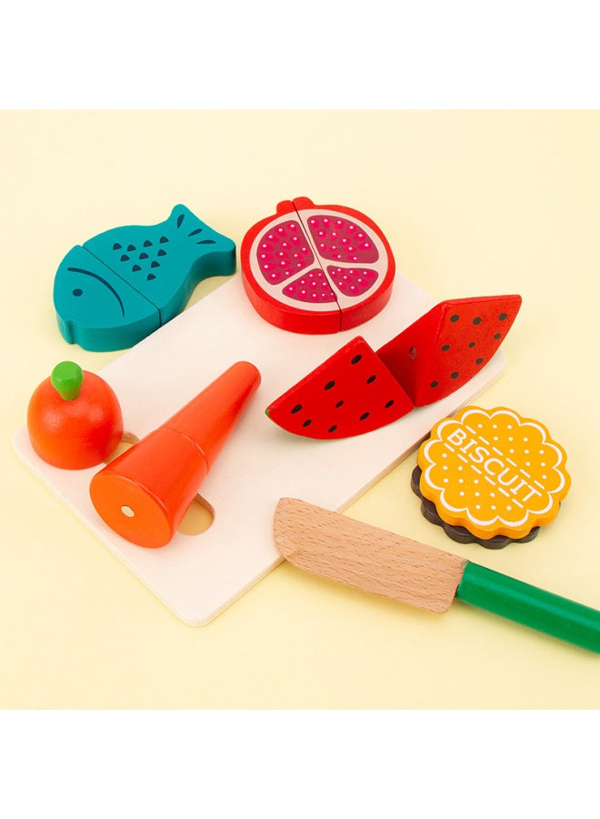 Wooden Young Children's Early Education Play House Toys Fruit Cut To Watch Vegetables Cut To Play House Kitchen Boys And Girls-Color:Color Box Cut To See A  - Image 4
