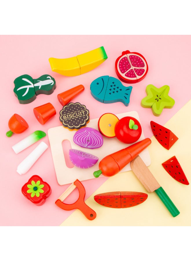 Wooden Young Children's Early Education Play House Toys Fruit Cut To Watch Vegetables Cut To Play House Kitchen Boys And Girls-Color:Color Box Cut To See A  - Image 2