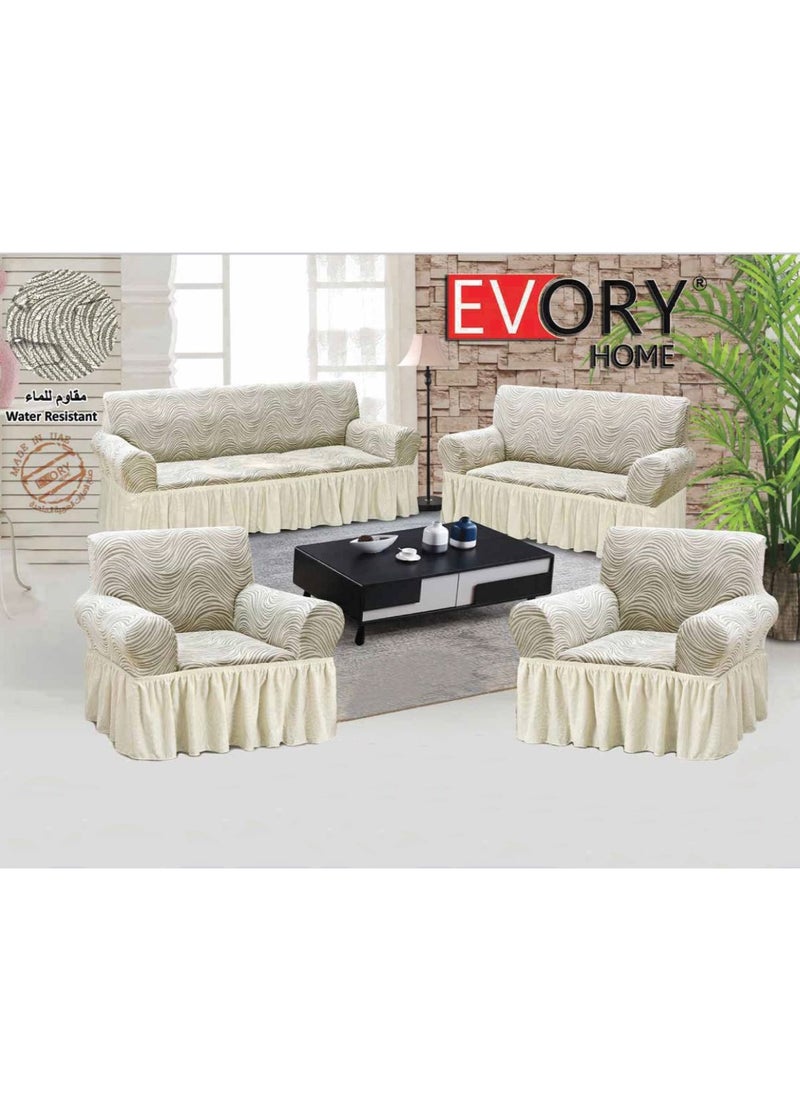EVORY HOME Sofa Cover Waterproof 4-Pieces Set of 7-Seater (3+2+1+1) Water Resistant Furniture Protector  - Image 1