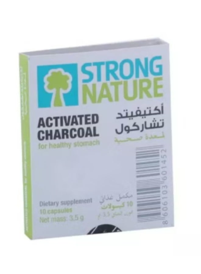كبسولات سترونج ناتشر من الفحم النشط بتركيز 250 ملغ، 10 كبسولات