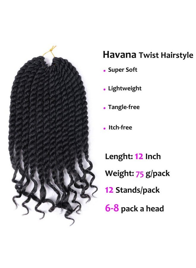 Mytarku - 12 Inch Crochet Braids Senegalese Twist Crochet Hair For Black Women 6 Pack Havana Twist Crochet Hair With Curly Ends 1B… - Image 1