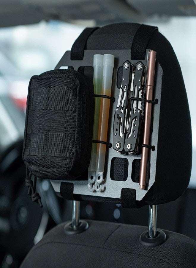 TACNEX Vehicle Rigid MOLLE Panel Car Seat Headrest Organizer EDC Pouch Tool Holster Bag Holder Auto Interior Accessories Tactical Gear Rack Truck Equipment Mount Plate Modular Storage Shelf - Image 2
