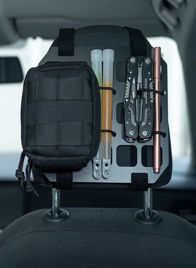 TACNEX Vehicle Rigid MOLLE Panel Car Seat Headrest Organizer EDC Pouch Tool Holster Bag Holder Auto Interior Accessories Tactical Gear Rack Truck Equipment Mount Plate Modular Storage Shelf - Image 3
